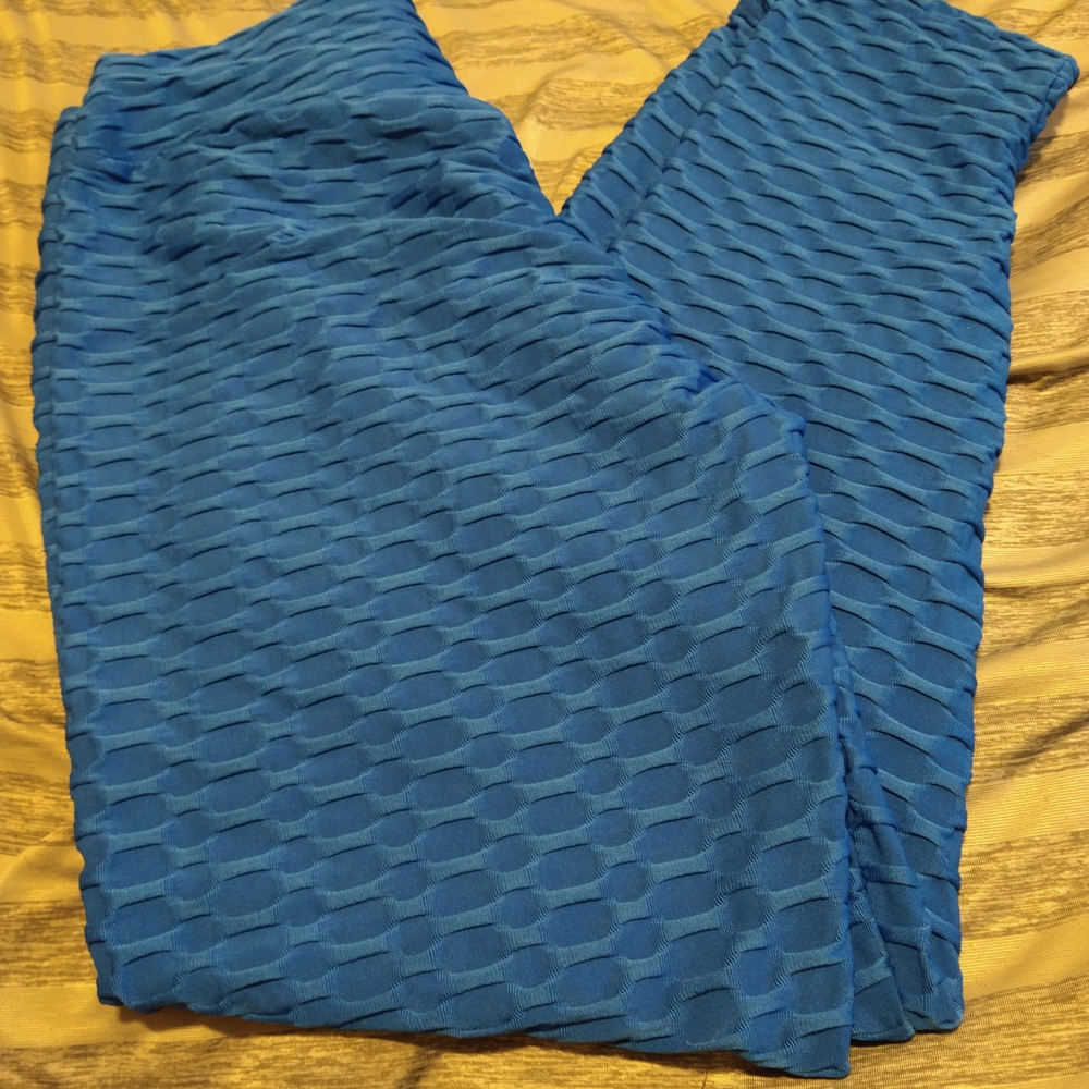 Textured Blue Leggings